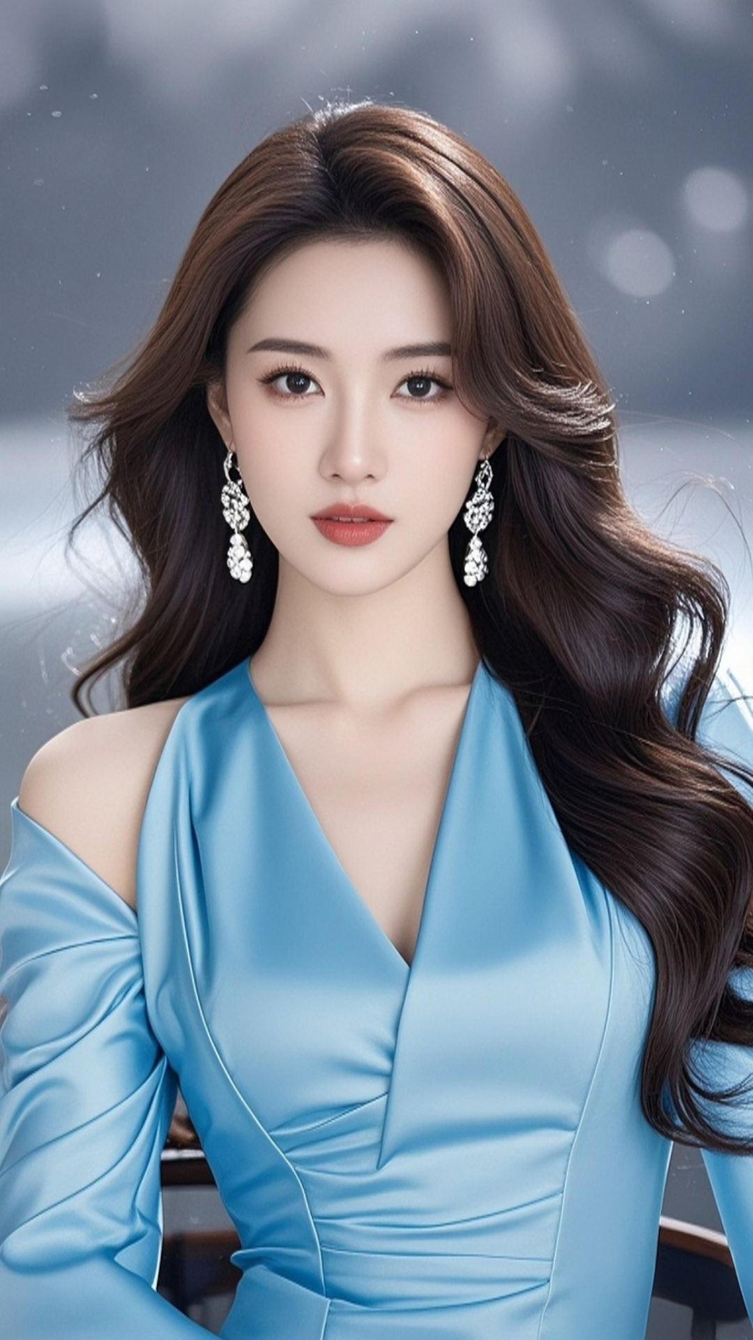 美女壁纸灰蓝光影：优雅心灵的诗章
